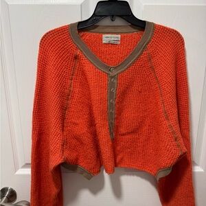 Orange Button-Up Sweater